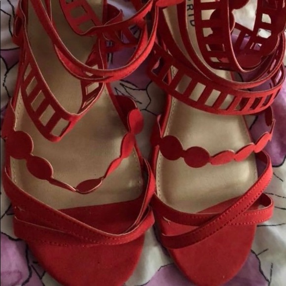 red wide width sandals